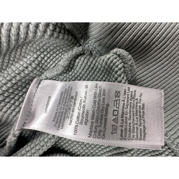 Madewell Waffle Knit Boxy Sweatshirt Tee V Neck Shirt Cozy‎ Green Size XS - Picture 6 of 7